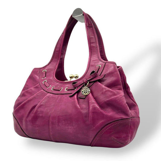 COACH Hand Bag Tote Purse 12725 Leather Purple Authentic