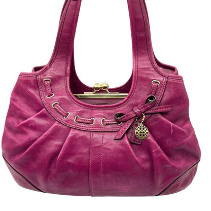 COACH Hand Bag Tote Purse 12725 Leather Purple Authentic