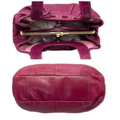 COACH Hand Bag Tote Purse 12725 Leather Purple Authentic
