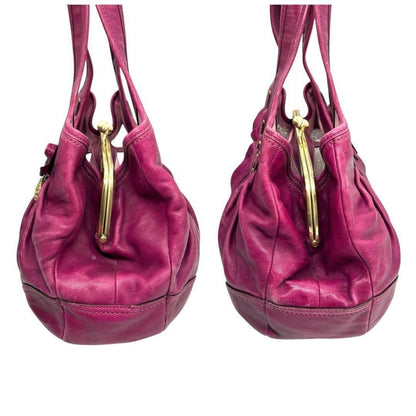 COACH Hand Bag Tote Purse 12725 Leather Purple Authentic