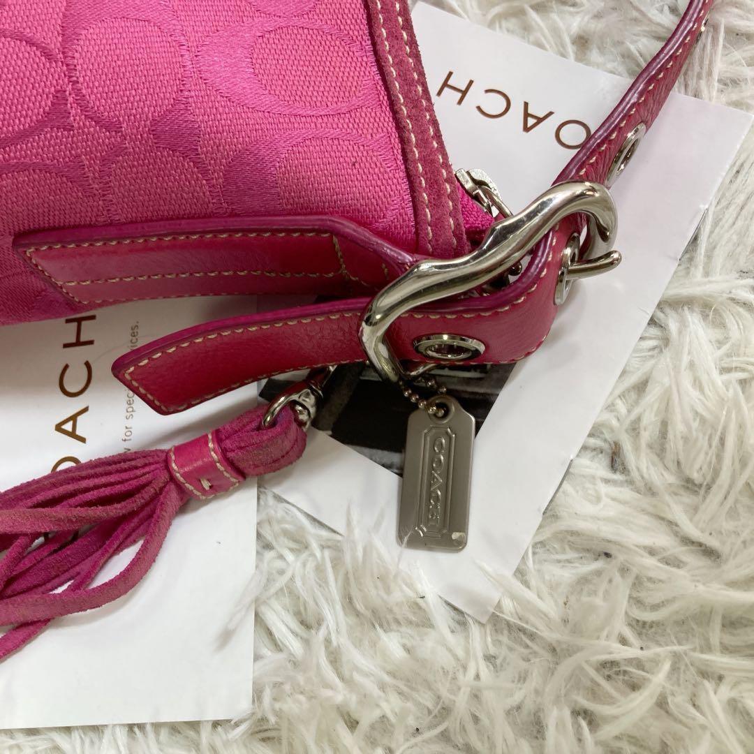 COACH Shoulder Bag Purse Old Signature 9362 Suede Pink Authentic