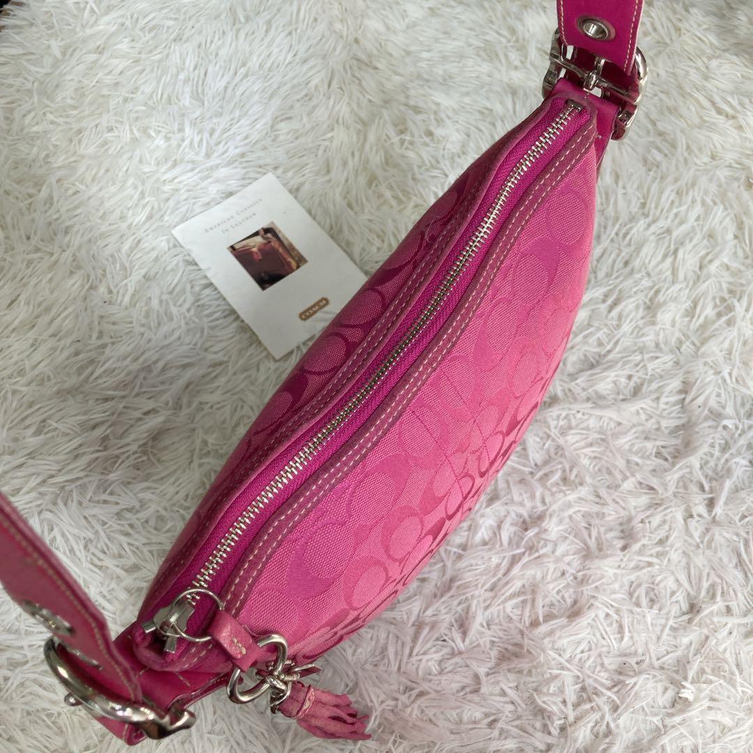 COACH Shoulder Bag Purse Old Signature 9362 Suede Pink Authentic