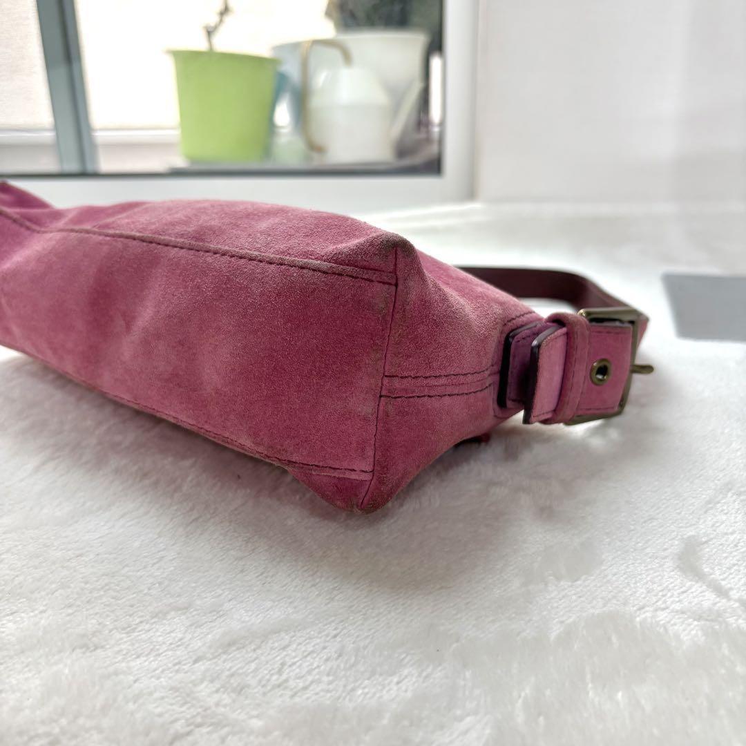 COACH Accessory Pouch Hand Bag Tote Purse Suede Leather Pink Authentic