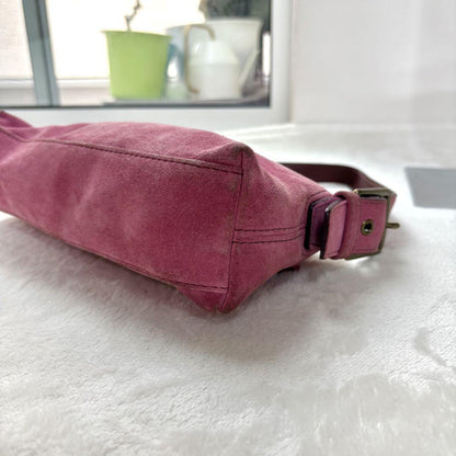 COACH Accessory Pouch Hand Bag Tote Purse Suede Leather Pink Authentic