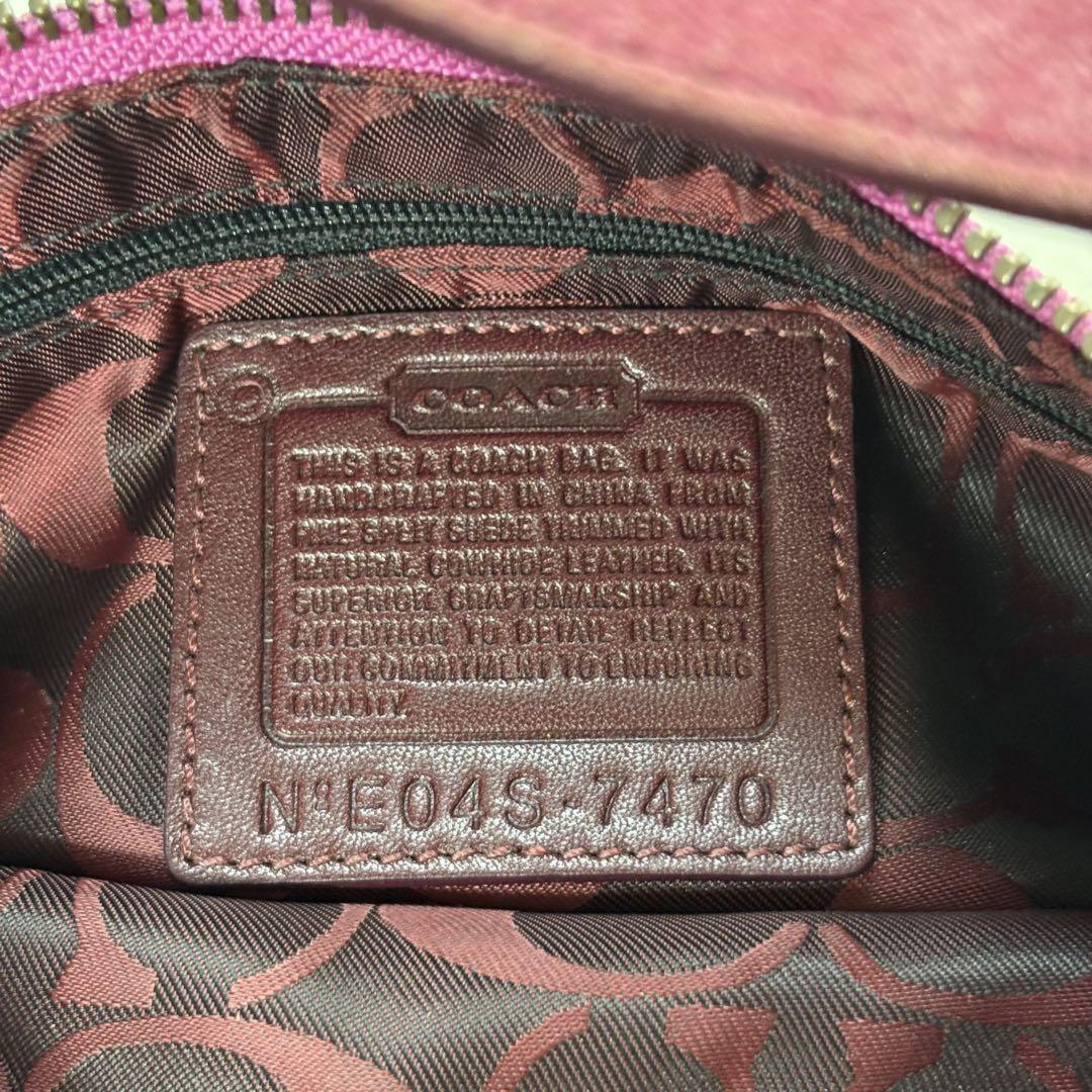 COACH Accessory Pouch Hand Bag Tote Purse Suede Leather Pink Authentic