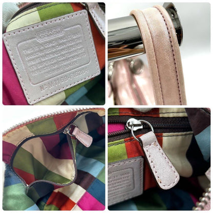 COACH Accessory Pouch Shoulder Bag Purse 2way poppy Leather Pink Authentic