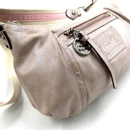 COACH Accessory Pouch Shoulder Bag Purse 2way poppy Leather Pink Authentic