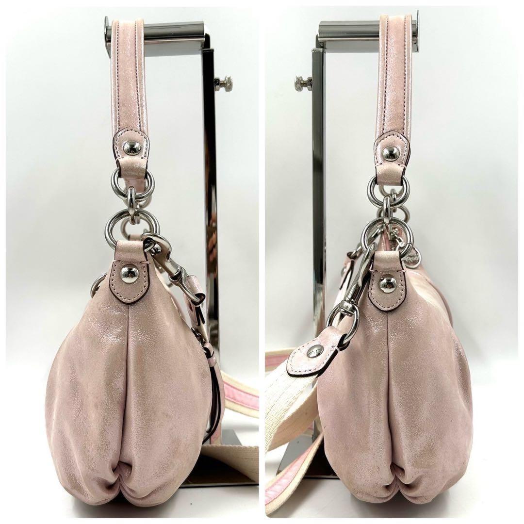 COACH Accessory Pouch Shoulder Bag Purse 2way poppy Leather Pink Authentic