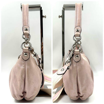 COACH Accessory Pouch Shoulder Bag Purse 2way poppy Leather Pink Authentic