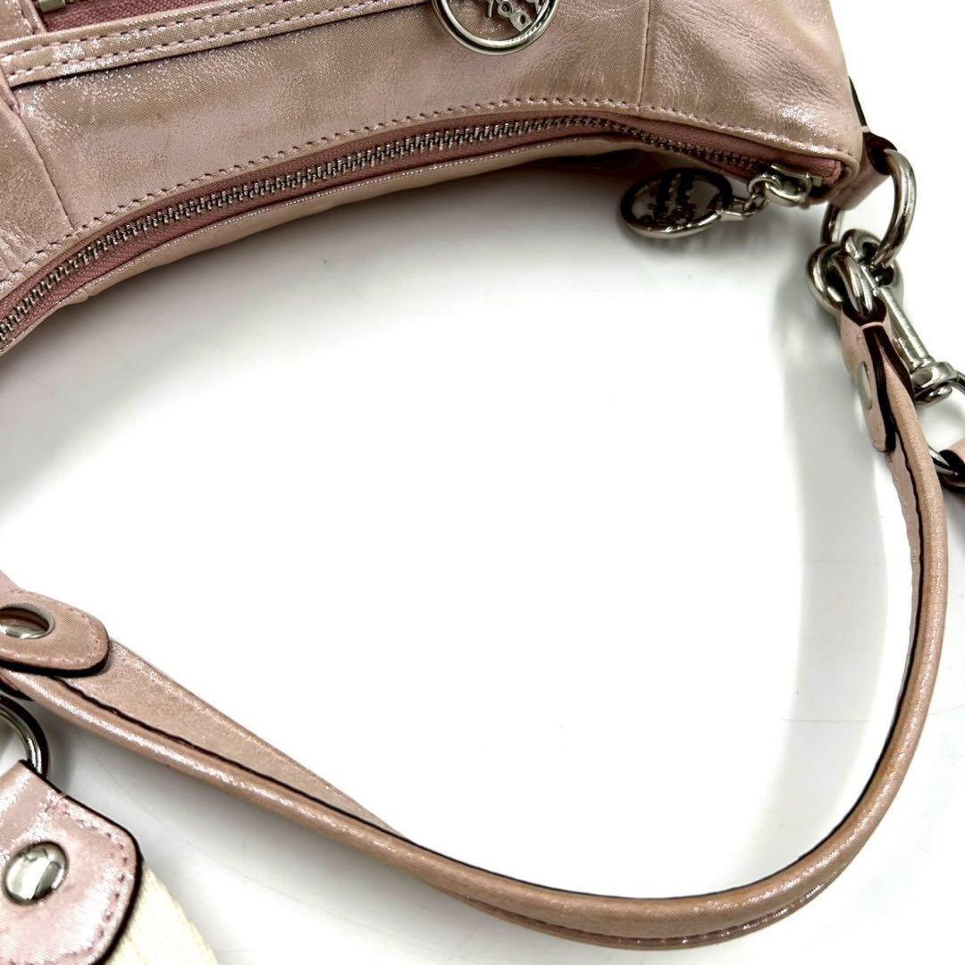 COACH Accessory Pouch Shoulder Bag Purse 2way poppy Leather Pink Authentic