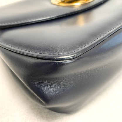 GIANNI VERSACE Shoulder Bag Purse Medusa Leather Dark Navy Women's Authentic