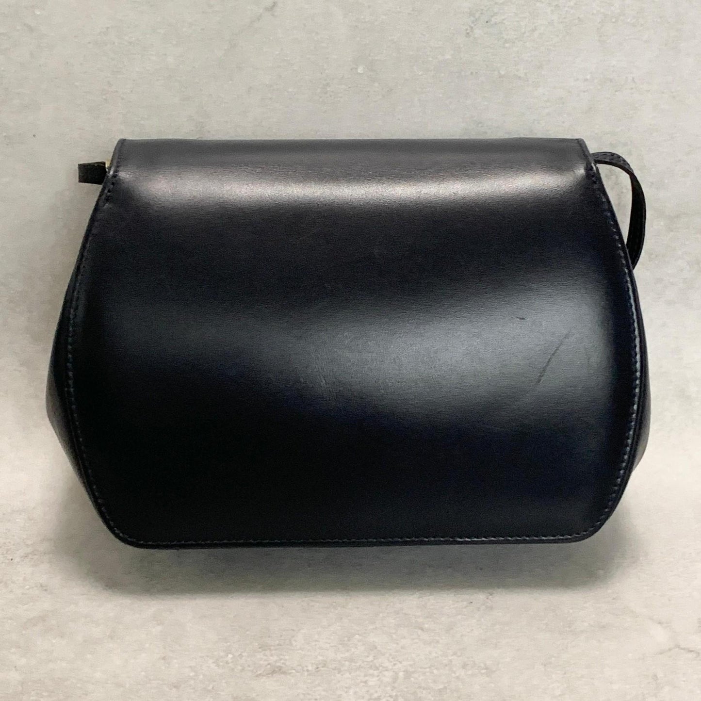 GIANNI VERSACE Shoulder Bag Purse Medusa Leather Dark Navy Women's Authentic