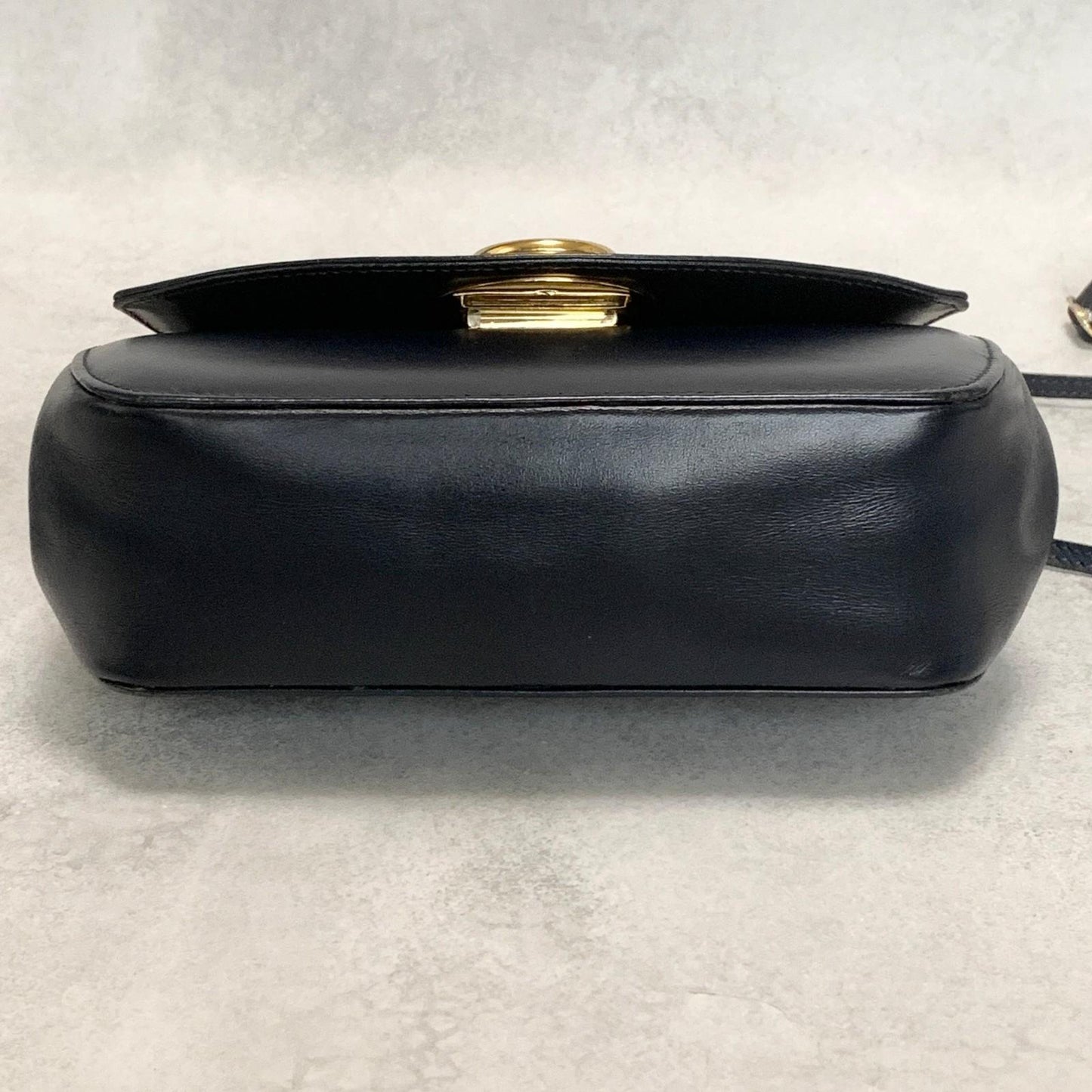 GIANNI VERSACE Shoulder Bag Purse Medusa Leather Dark Navy Women's Authentic