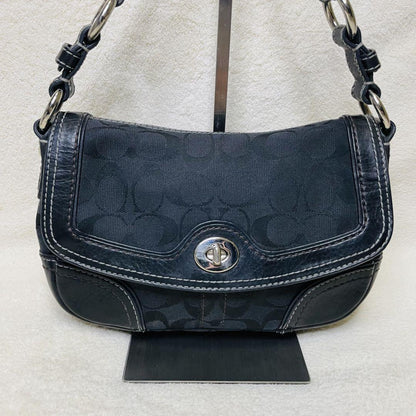 COACH Shoulder Bag Purse Turn Lock Soho Black Authentic