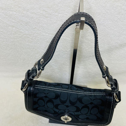 COACH Shoulder Bag Purse Turn Lock Soho Black Authentic