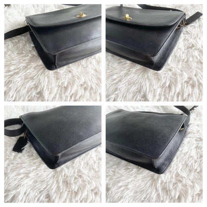 COACH Shoulder Bag Purse Turn Lock OLD Leather Black Authentic
