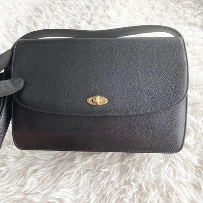 COACH Shoulder Bag Purse Turn Lock OLD Leather Black Authentic