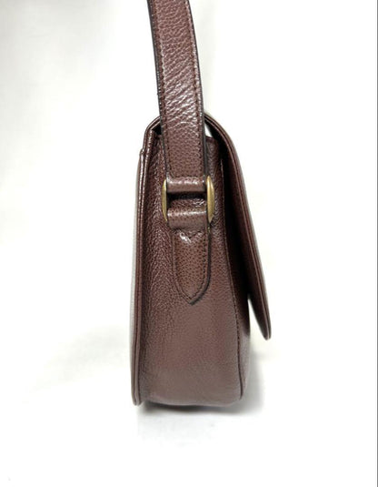 COACH Shoulder Bag Purse Turn Lock OLD Leather Brown Authentic