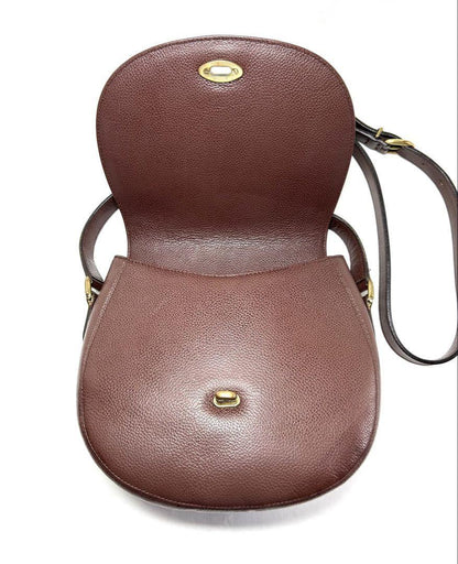 COACH Shoulder Bag Purse Turn Lock OLD Leather Brown Authentic