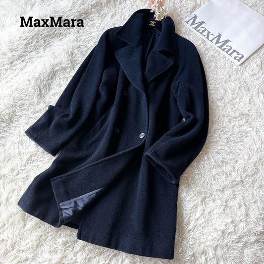Max Mara Long Coat Asian fit L 40 US size M Navy Authentic