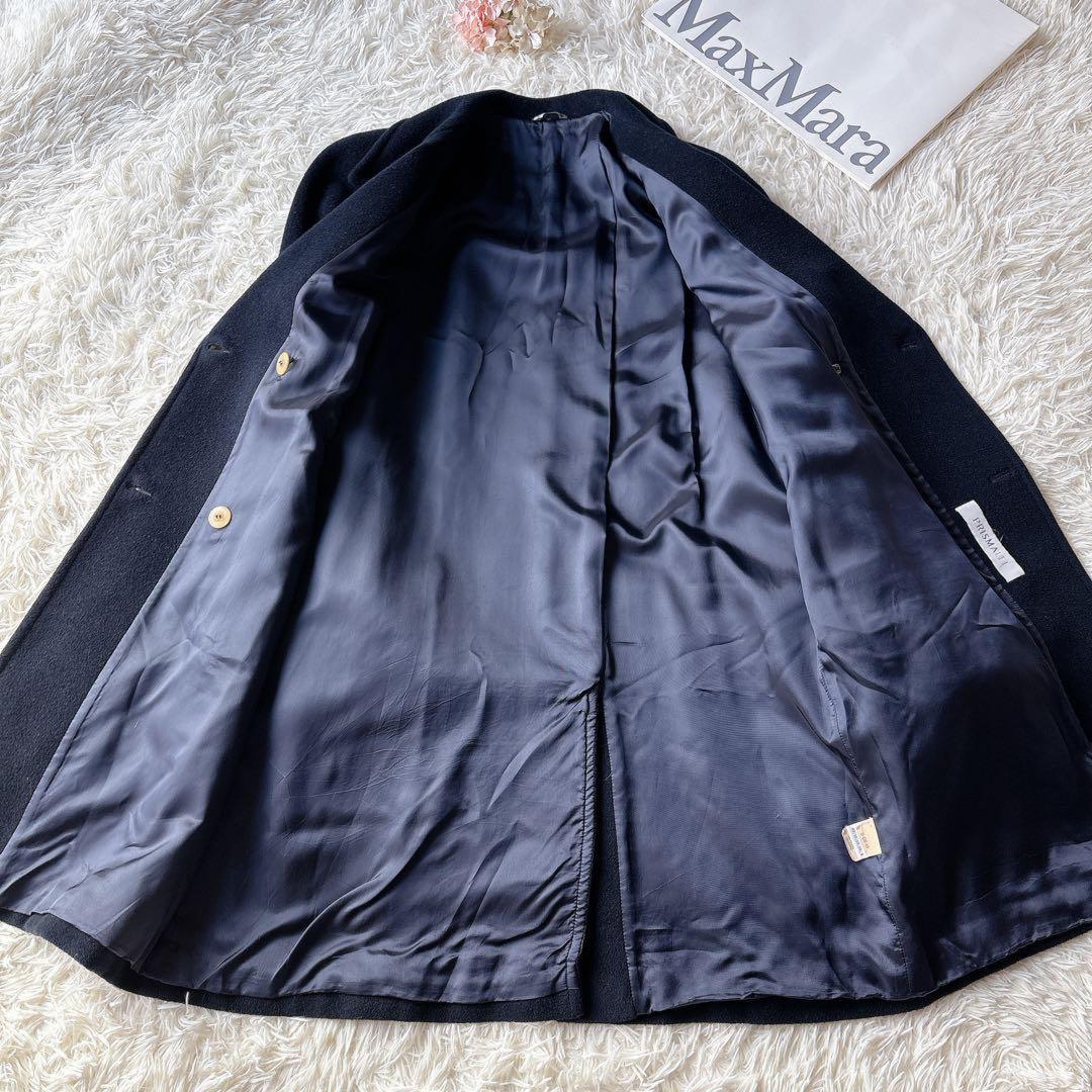 Max Mara Long Coat Asian fit L 40 US size M Navy Authentic