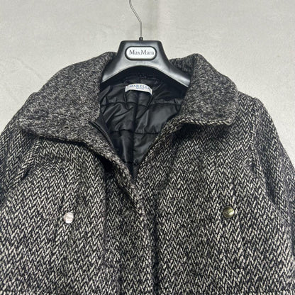 Max Mara MARELLA Long Coat Asian fit L 40 US size M Black Gray Authentic