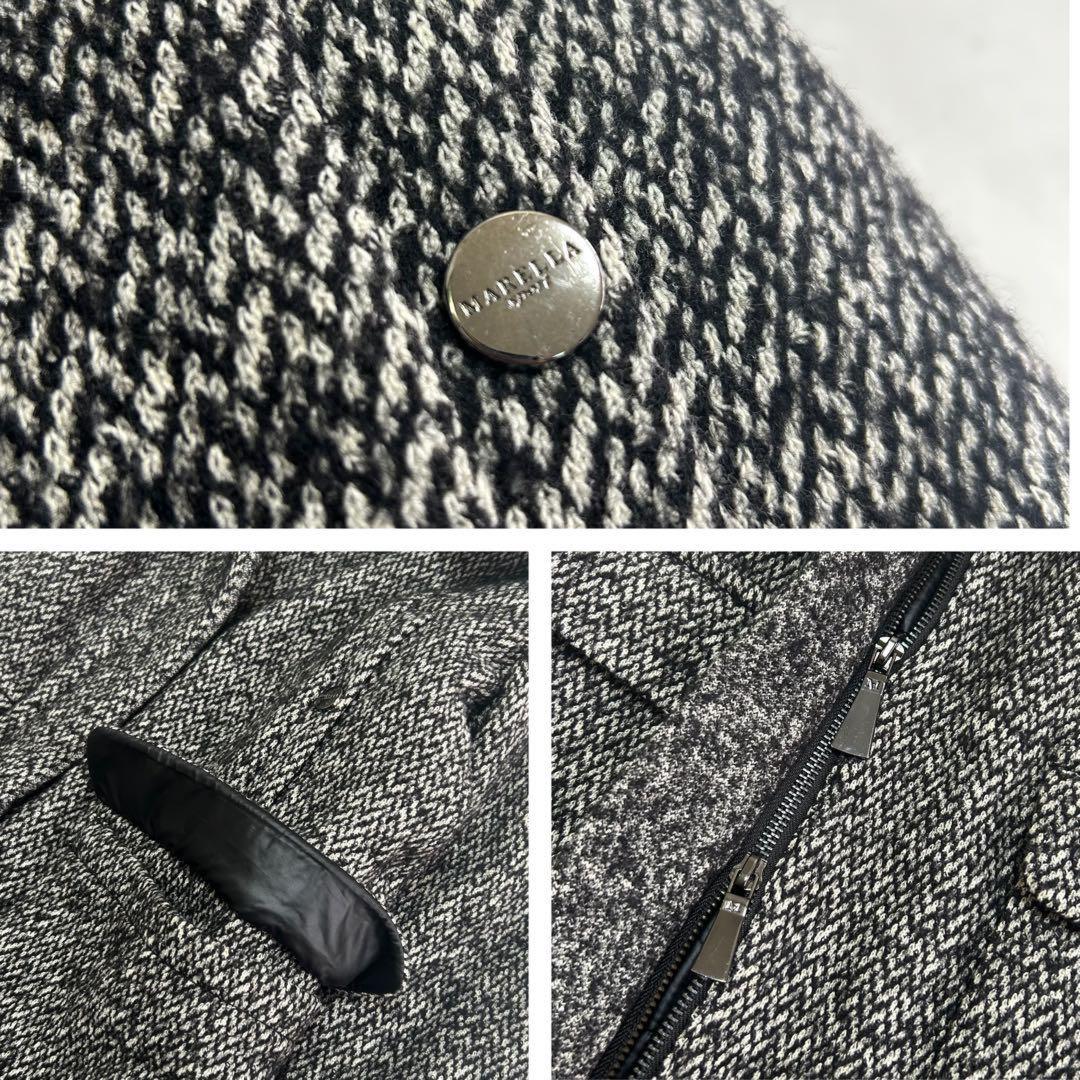 Max Mara MARELLA Long Coat Asian fit L 40 US size M Black Gray Authentic