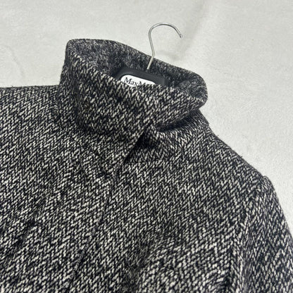 Max Mara MARELLA Long Coat Asian fit L 40 US size M Black Gray Authentic