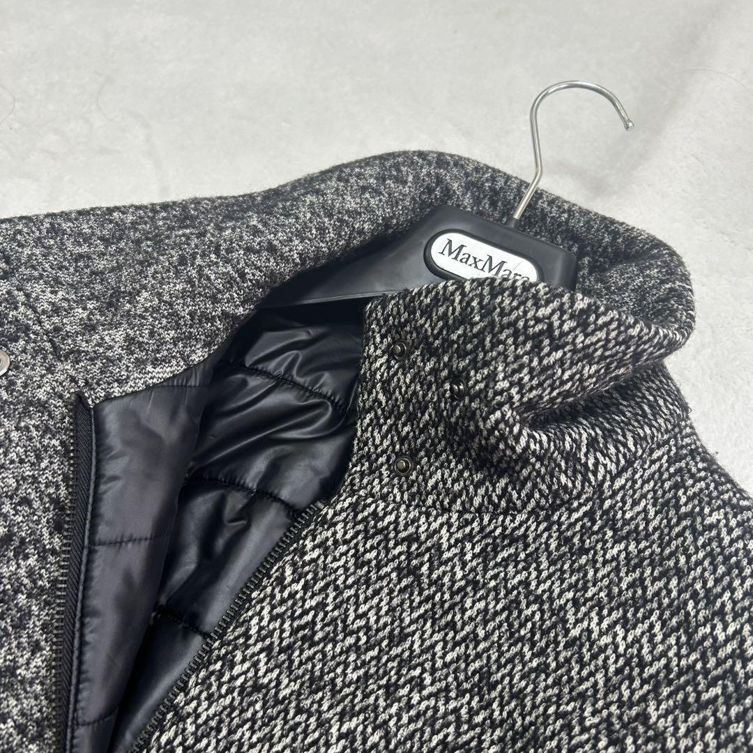 Max Mara MARELLA Long Coat Asian fit L 40 US size M Black Gray Authentic
