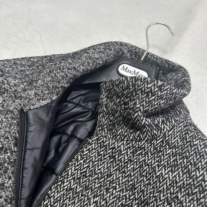 Max Mara MARELLA Long Coat Asian fit L 40 US size M Black Gray Authentic