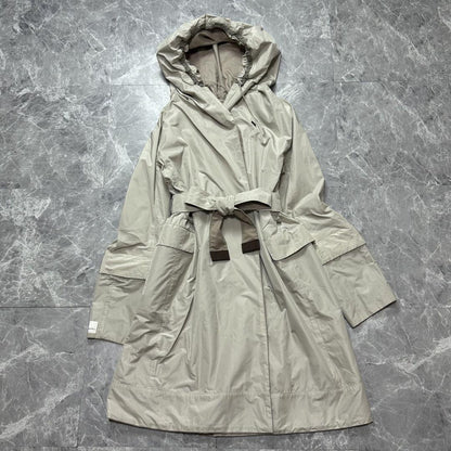 S Max Mara reversible hooded Coat Asian fit L 40 US size M Beige Authentic