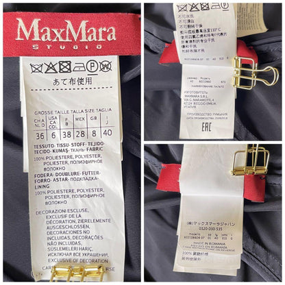 Max Mara Studio Trench Coat Asian fit L 40 US size M Dark Navy Authentic