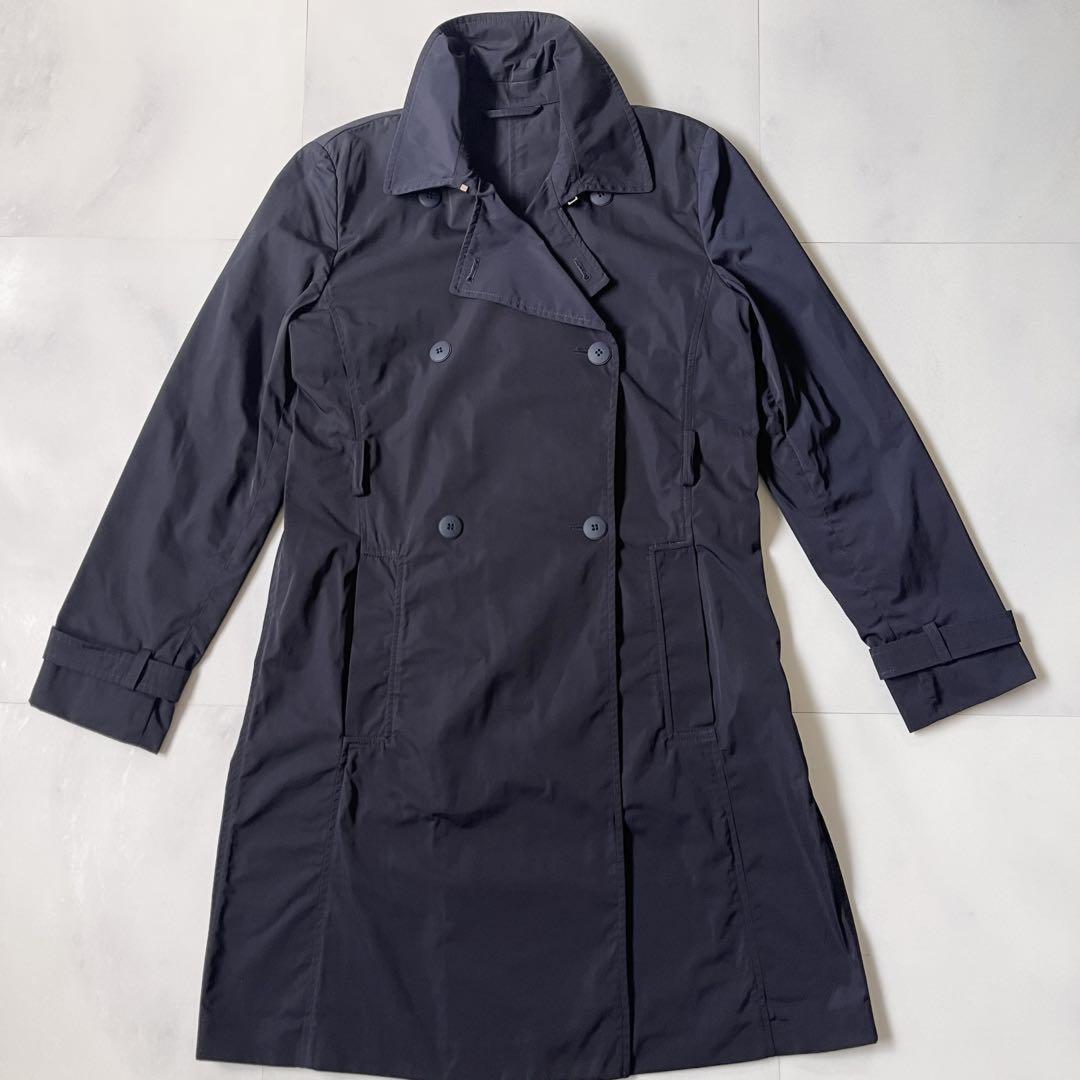 Max Mara Studio Trench Coat Asian fit L 40 US size M Dark Navy Authentic