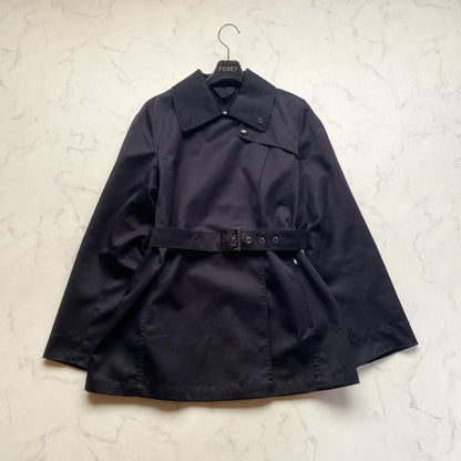 Max Mara RAINWEAR 2WAY Short Trench Coat Asian fit M 38 US size S Navy Authentic