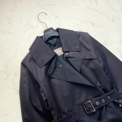 Max Mara RAINWEAR 2WAY Short Trench Coat Asian fit M 38 US size S Navy Authentic