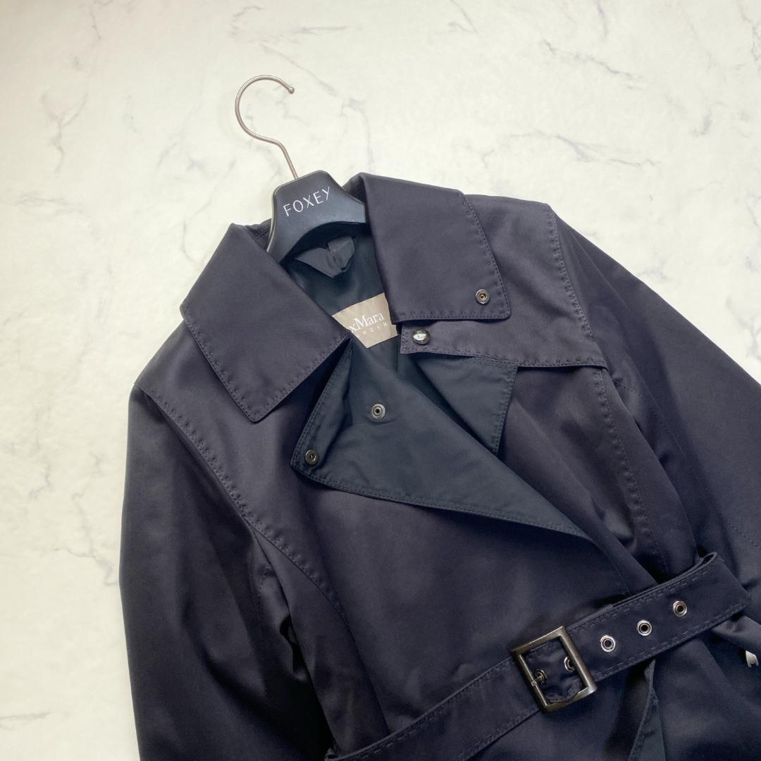 Max Mara RAINWEAR 2WAY Short Trench Coat Asian fit M 38 US size S Navy Authentic