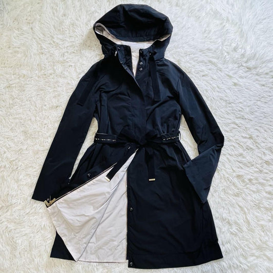 Max Mara STUDIO Reversible Coat Asian fit L 40 US size M Black Off White Auth