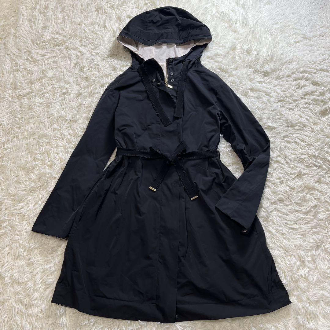 Max Mara STUDIO Reversible Coat Asian fit L 40 US size M Black Off White Auth