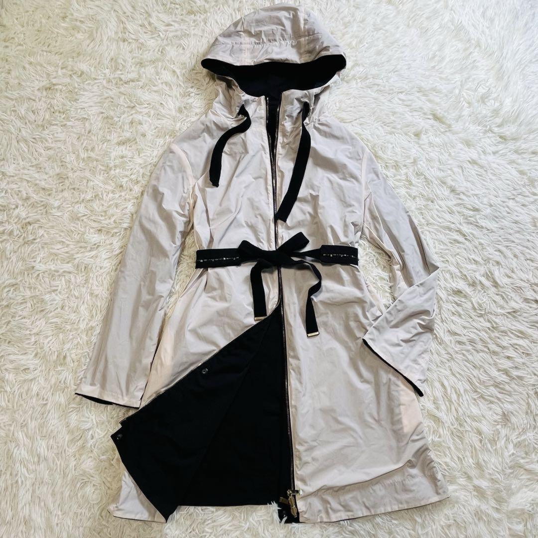 Max Mara STUDIO Reversible Coat Asian fit L 40 US size M Black Off White Auth