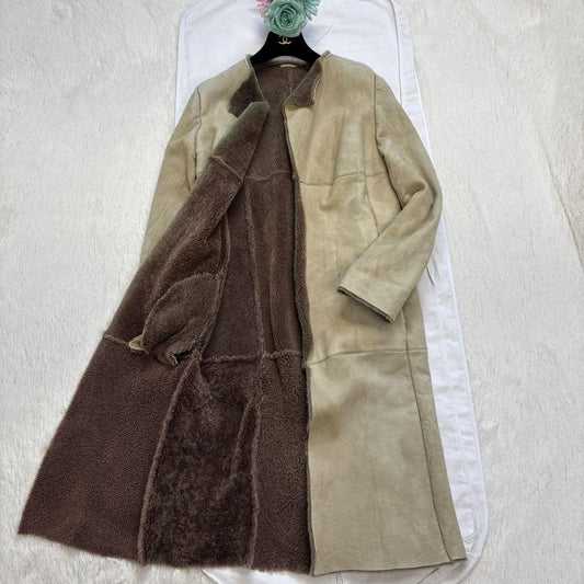 S Max Mara Long Coat Asian fit XL 42 US size L Beige Authentic