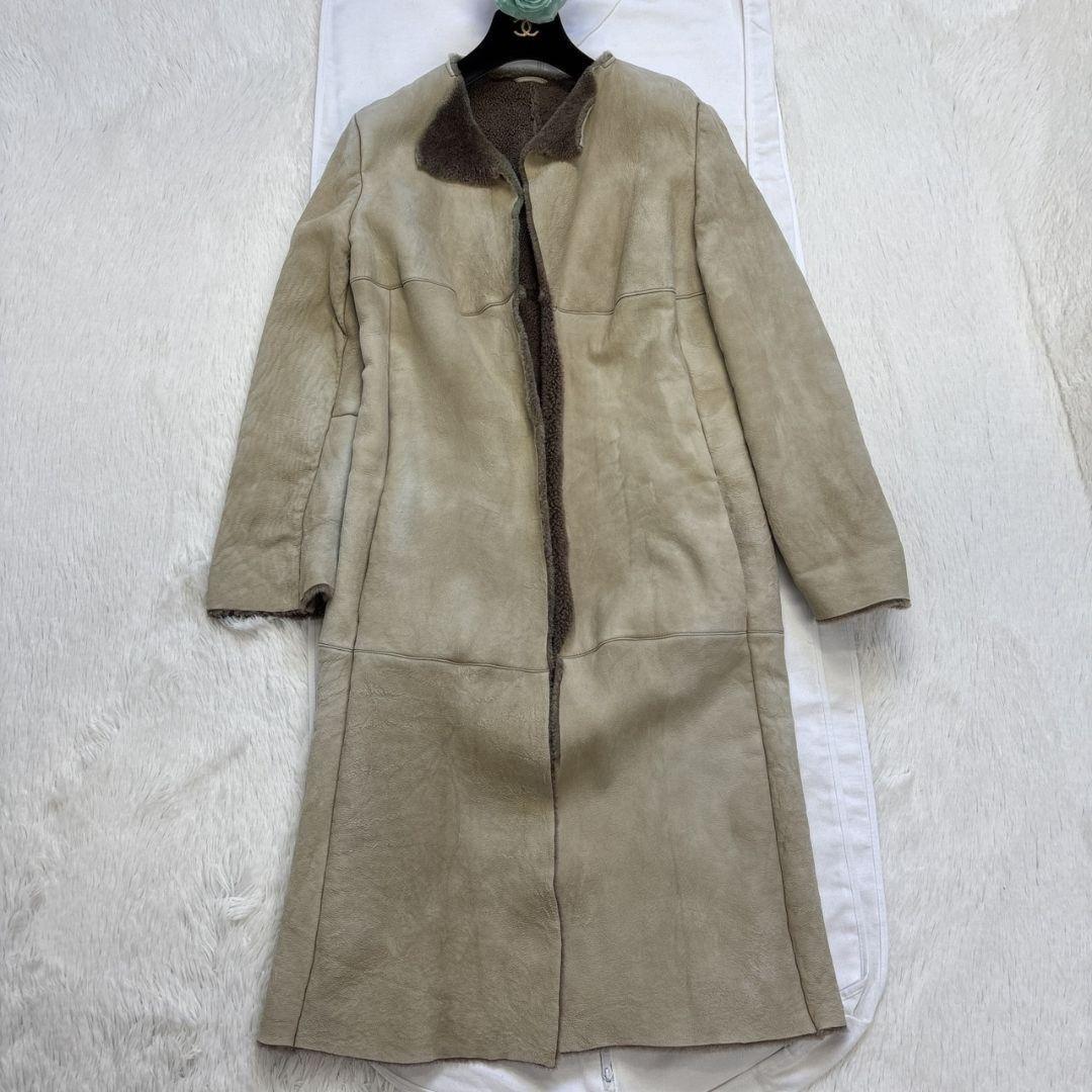 S Max Mara Long Coat Asian fit XL 42 US size L Beige Authentic