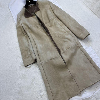 S Max Mara Long Coat Asian fit XL 42 US size L Beige Authentic