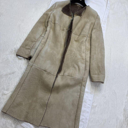 S Max Mara Long Coat Asian fit XL 42 US size L Beige Authentic