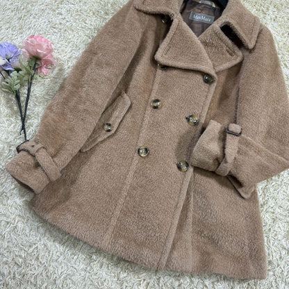 Max Mara P Coat Asian fit L 40 US size M Beige Authentic