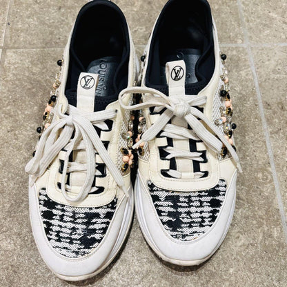 Louis Vuitton Sneakers Shoes Low-Cut Monogram EU 37.0 US 7.0 White Authentic
