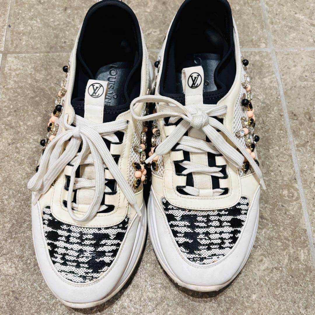 Louis Vuitton Sneakers Shoes Low-Cut Monogram EU 37.0 US 7.0 White Authentic