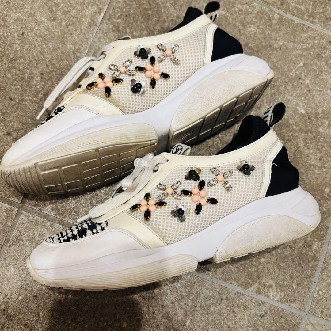 Louis Vuitton Sneakers Shoes Low-Cut Monogram EU 37.0 US 7.0 White Authentic