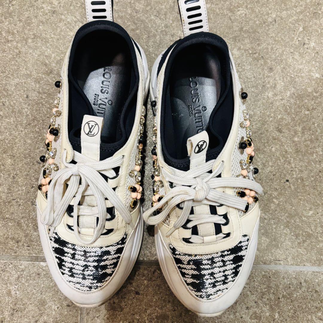 Louis Vuitton Sneakers Shoes Low-Cut Monogram EU 37.0 US 7.0 White Authentic