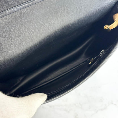 Christian Dior Shoulder Bag Purse CD Women’s Black Beige Leather Used Vintage