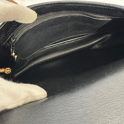 Christian Dior Shoulder Bag Purse CD Women’s Black Beige Leather Used Vintage